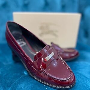 Burberry Burgundy Patent Leather Loafers